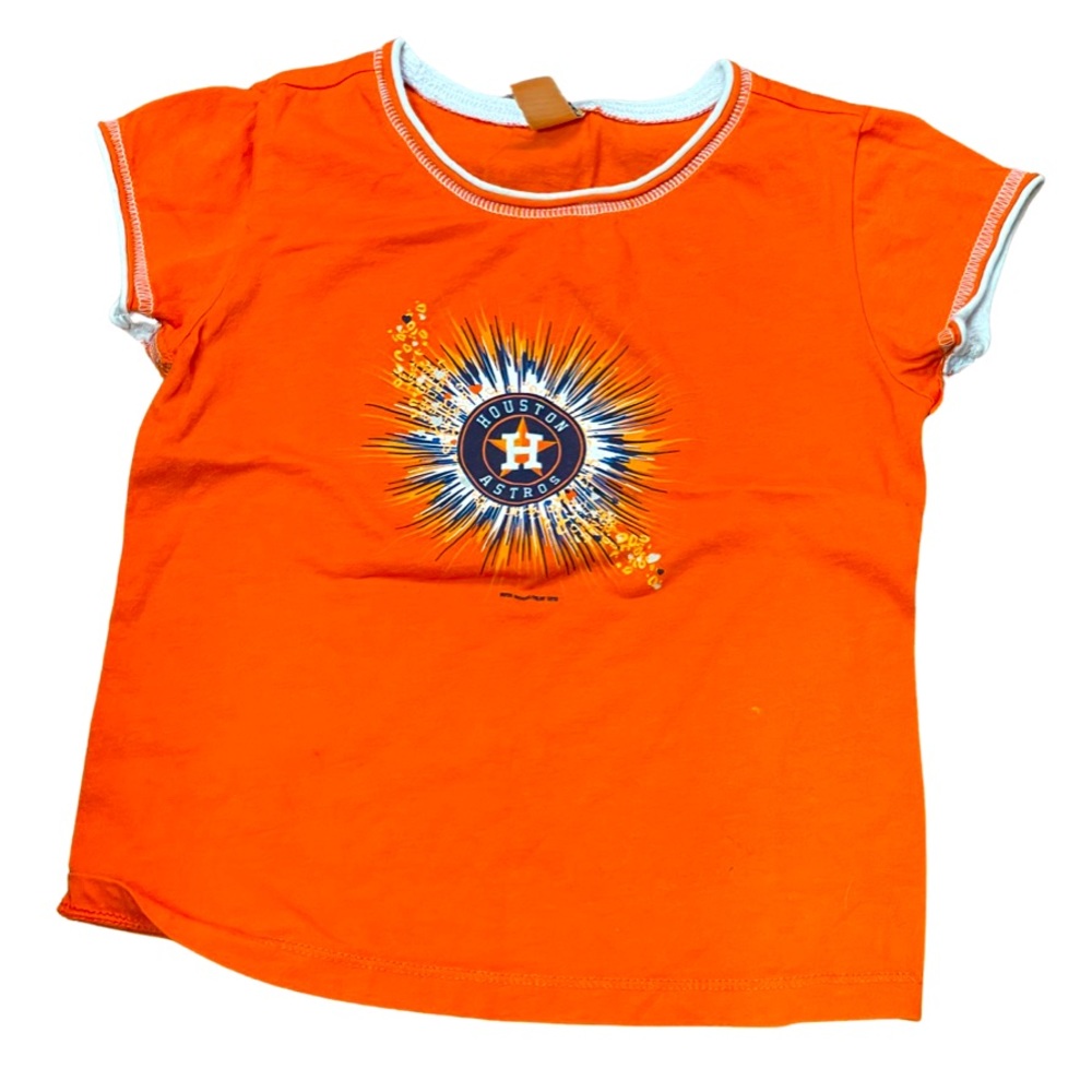 Youth Kavio Astros Houston Texas orange cream graphic tee cotton size 4
